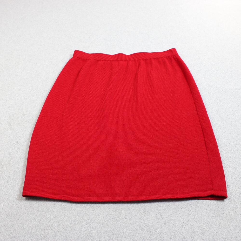 St John Collection Skirt Women 14 Red Santana Knit Pencil Made USA Quiet Luxury